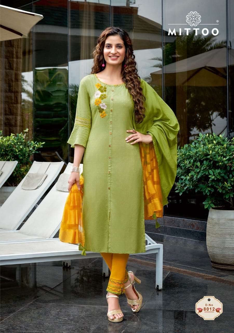 Mittoo  Rangpreet Vol-3 Viscose Jacquard Butti Top With Bottom And Dupatta Catalog