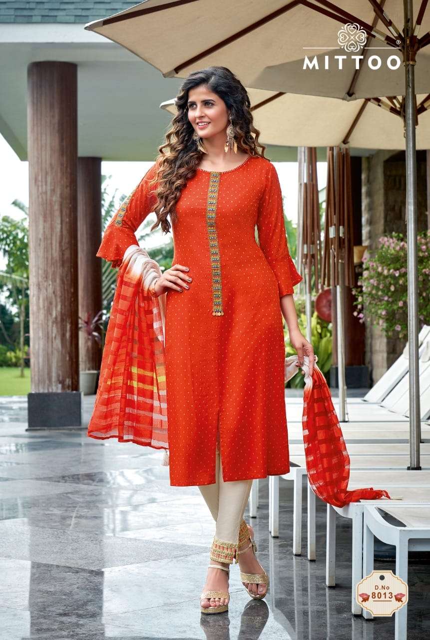 Mittoo  Rangpreet Vol-3 Viscose Jacquard Butti Top With Bottom And Dupatta Catalog