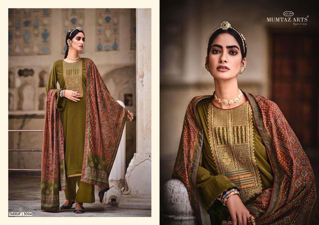 Mumtaz Arts Tarruf Velvet With Embroidery Work Pashmina Suits Catalog