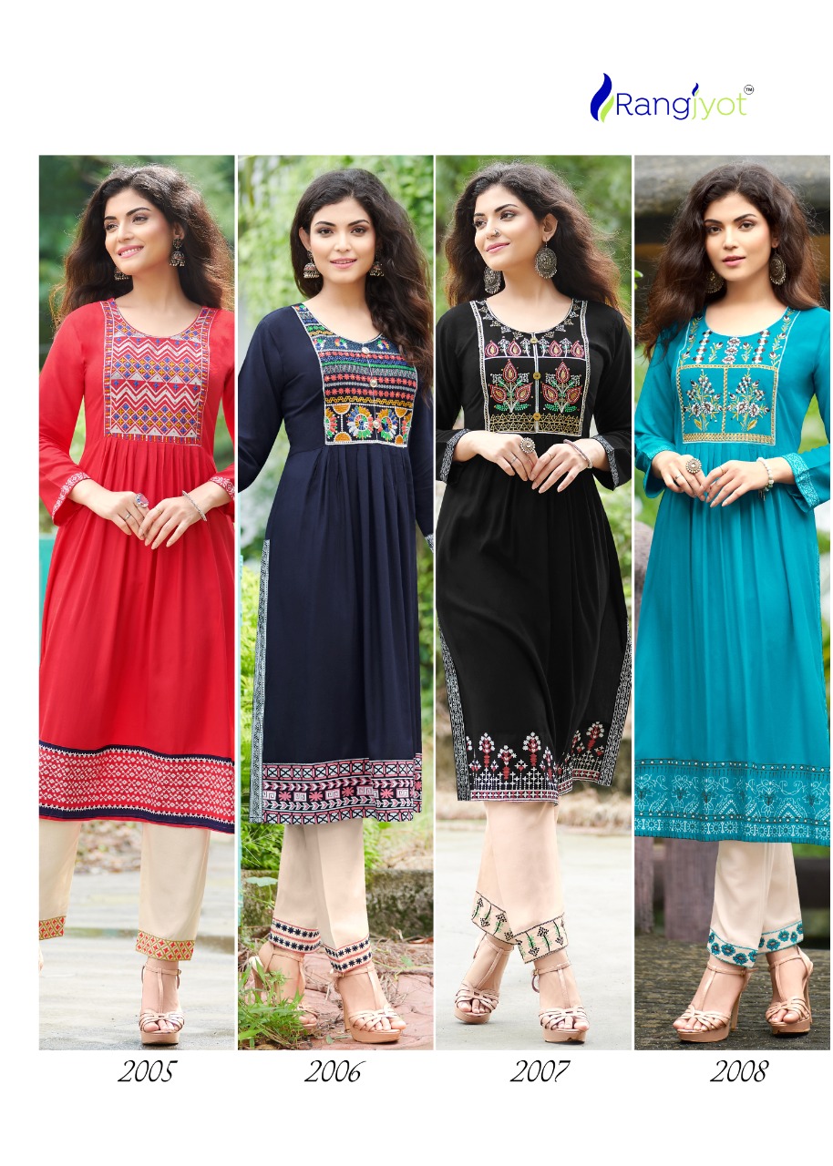 Rangjyot Maria Vol  1 Ethnic Wear Buy Wholesale Designer Kurti With Bottom In India