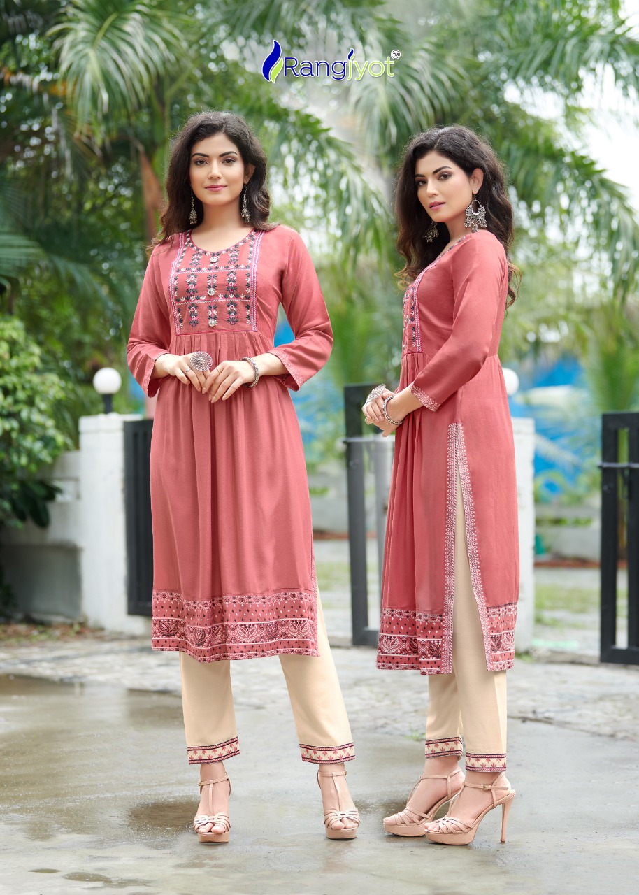 Rangjyot Maria Vol  1 Ethnic Wear Buy Wholesale Designer Kurti With Bottom In India