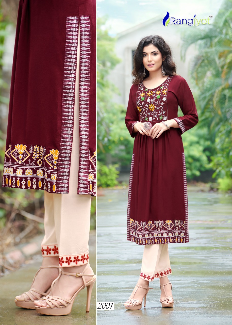 Rangjyot Maria Vol  1 Ethnic Wear Buy Wholesale Designer Kurti With Bottom In India