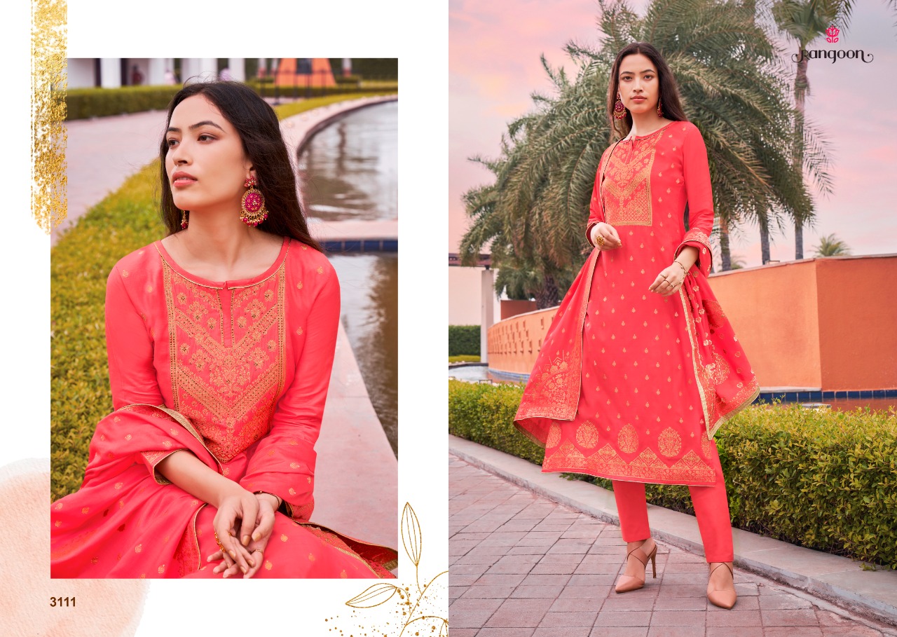 Rangoon Sakhi Saheli Designer Jacquard Designer Readymade Suits Catalog