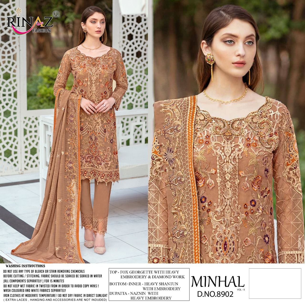 Rinaz Minhal Vol  5 Georgette Wear Pakistani Salwar Kameez  Catalog