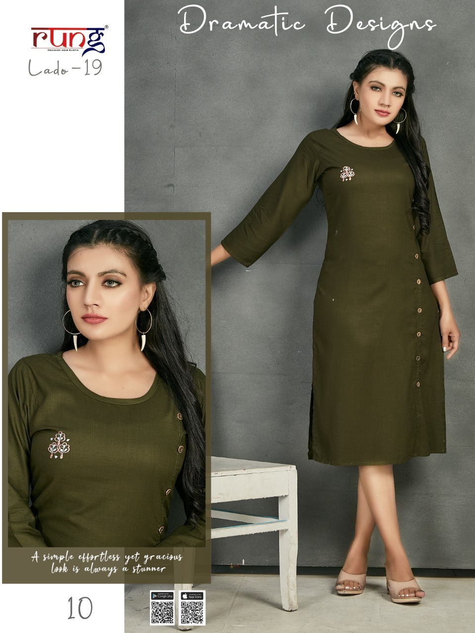 Rung Lado 19 Rayon Casual Wear Kurti Wholesale