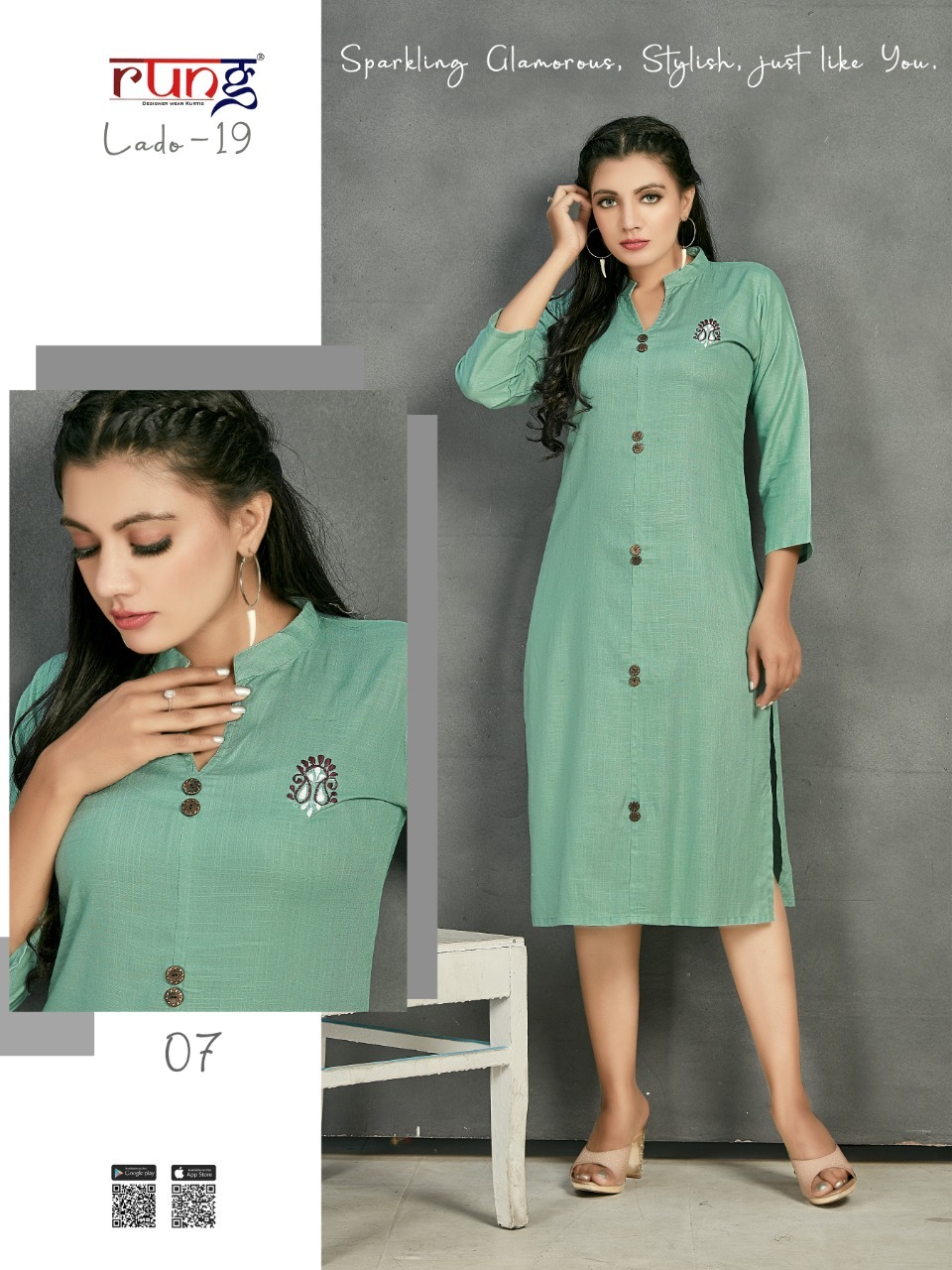 Rung Lado 19 Rayon Casual Wear Kurti Wholesale