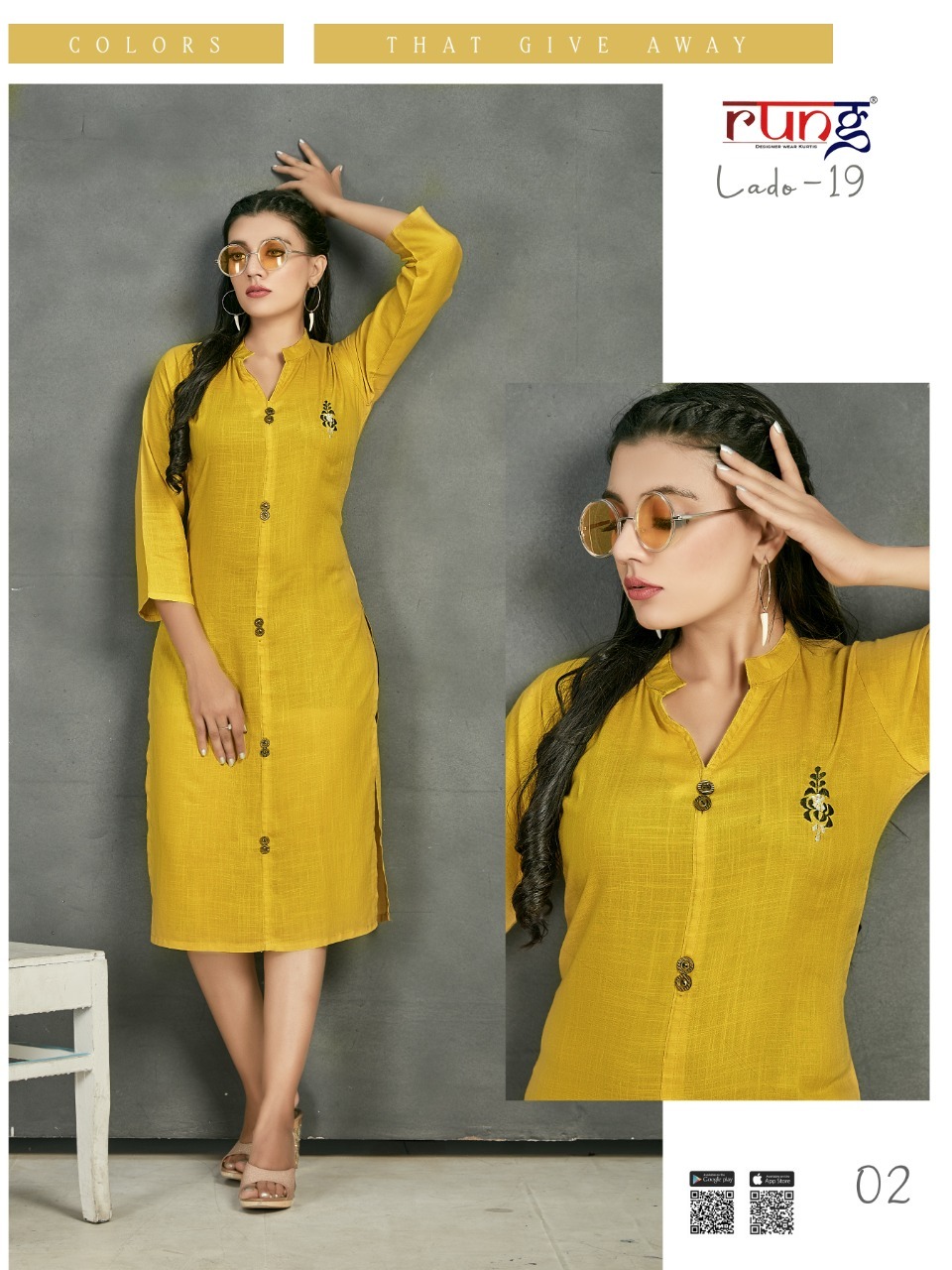 Rung Lado 19 Rayon Casual Wear Kurti Wholesale