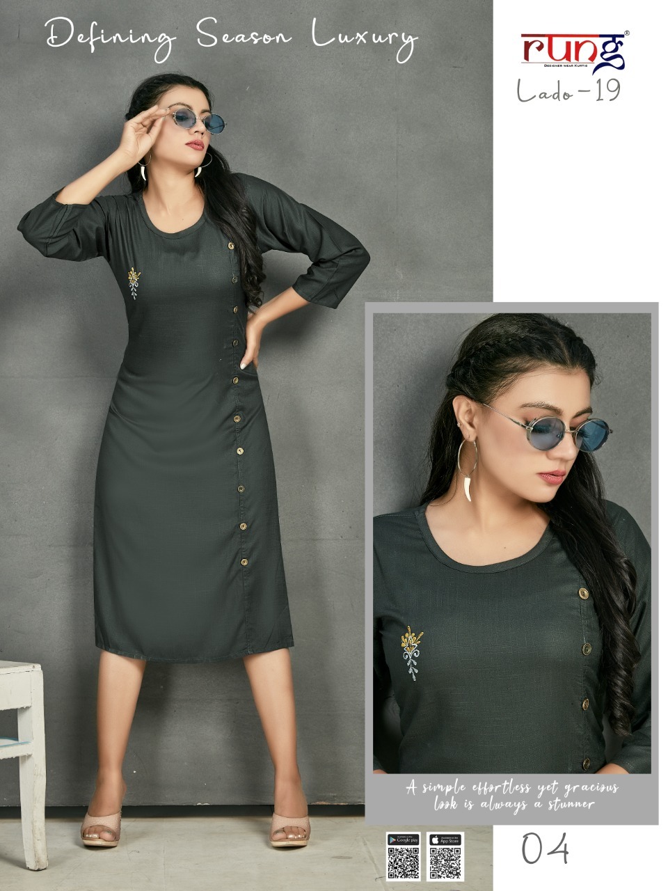 Rung Lado 19 Rayon Casual Wear Kurti Wholesale