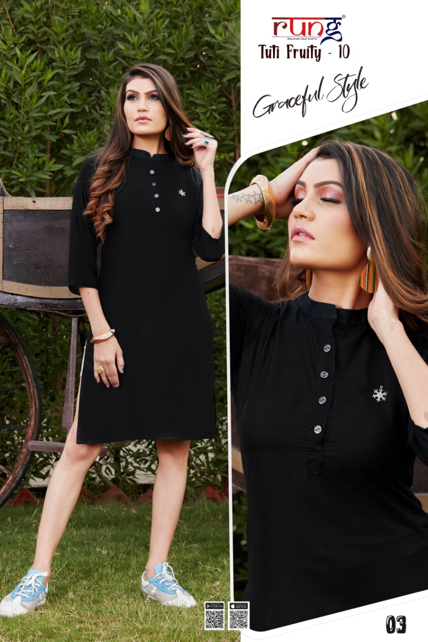 Rung Tuti Fruity  Vol 10 Ethnic Wear Rayon Designer Kurti Catalog