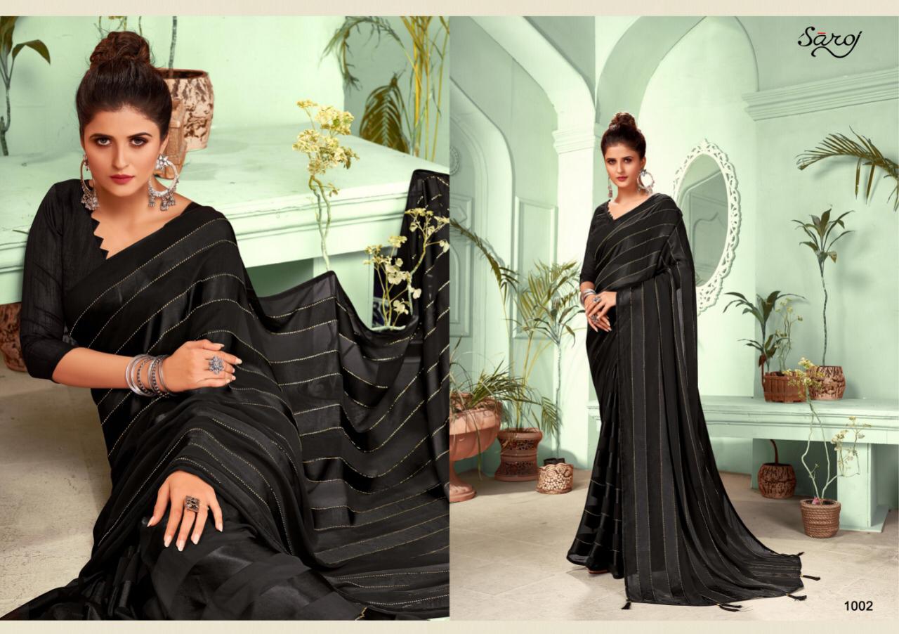 Saroj Jackpot Casual Wear Satin Georgette Saree Catalog