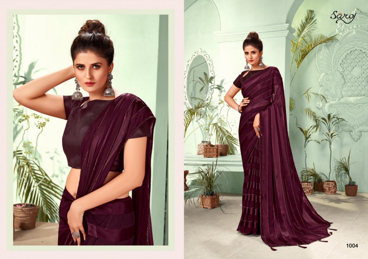 Saroj Jackpot Casual Wear Satin Georgette Saree Catalog