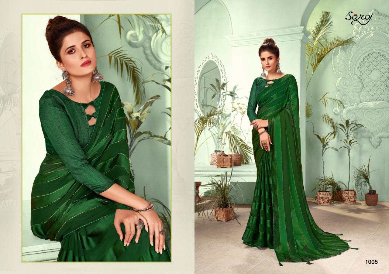 Saroj Jackpot Casual Wear Satin Georgette Saree Catalog