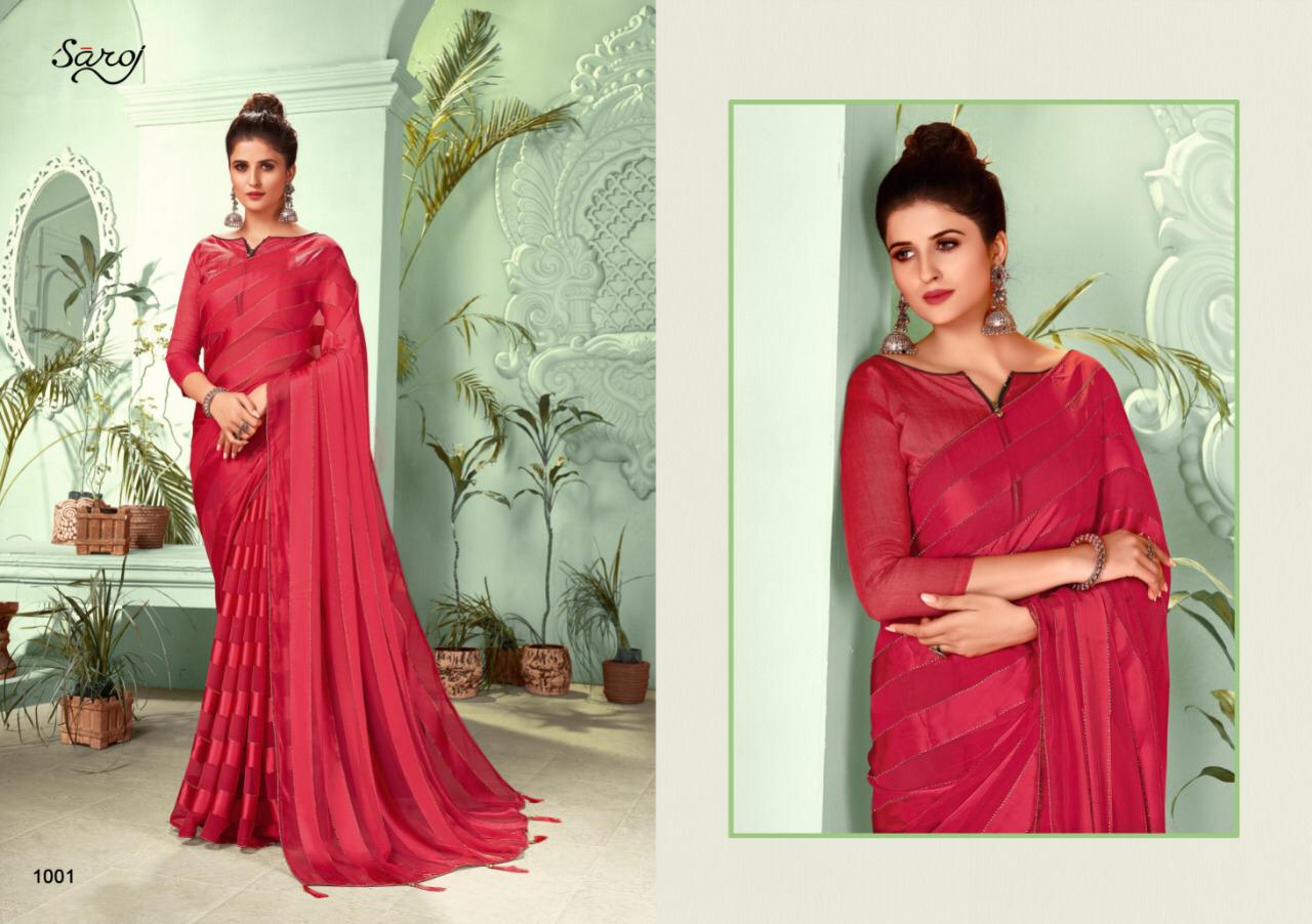Saroj Jackpot Casual Wear Satin Georgette Saree Catalog