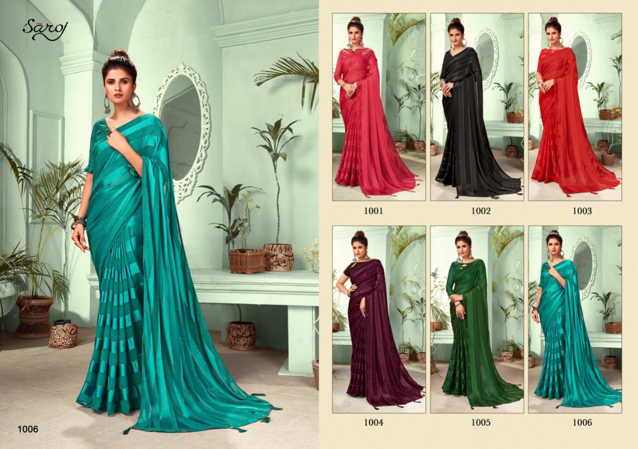 Saroj Jackpot Casual Wear Satin Georgette Saree Catalog