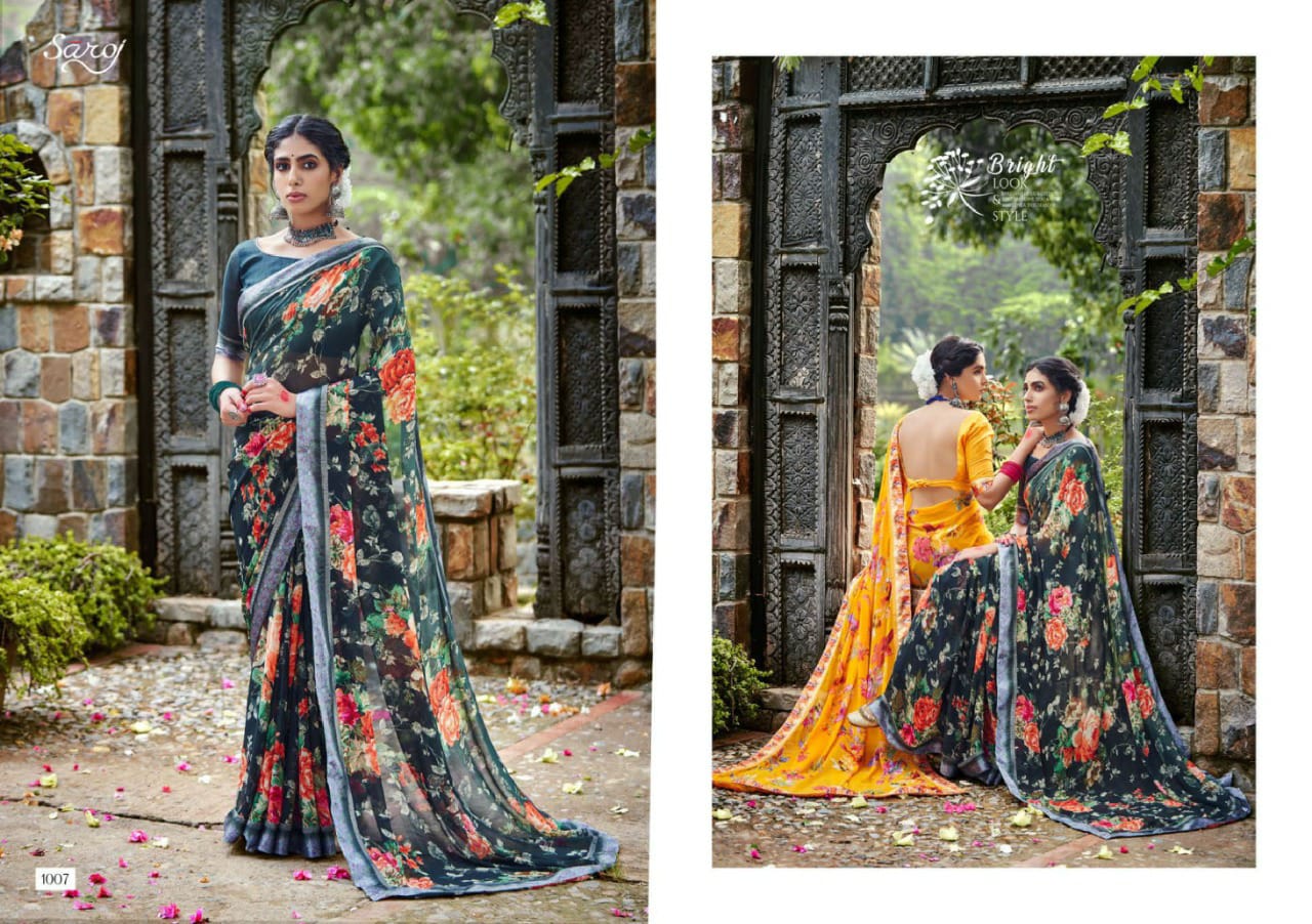 Saroj Khushboo Casual Wear Georgette Saree Buy Indian Georgette Saree Online