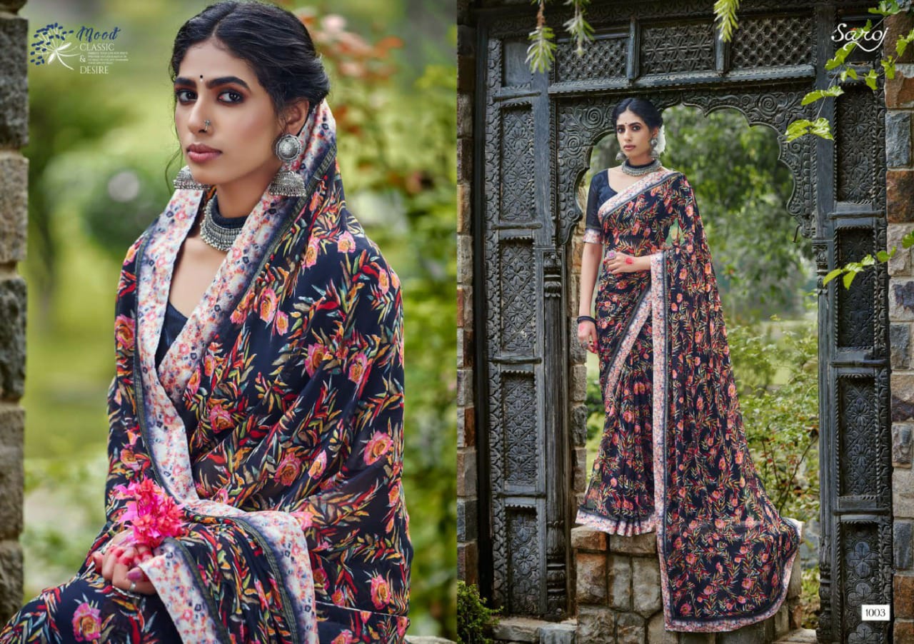Saroj Khushboo Casual Wear Georgette Saree Buy Indian Georgette Saree Online