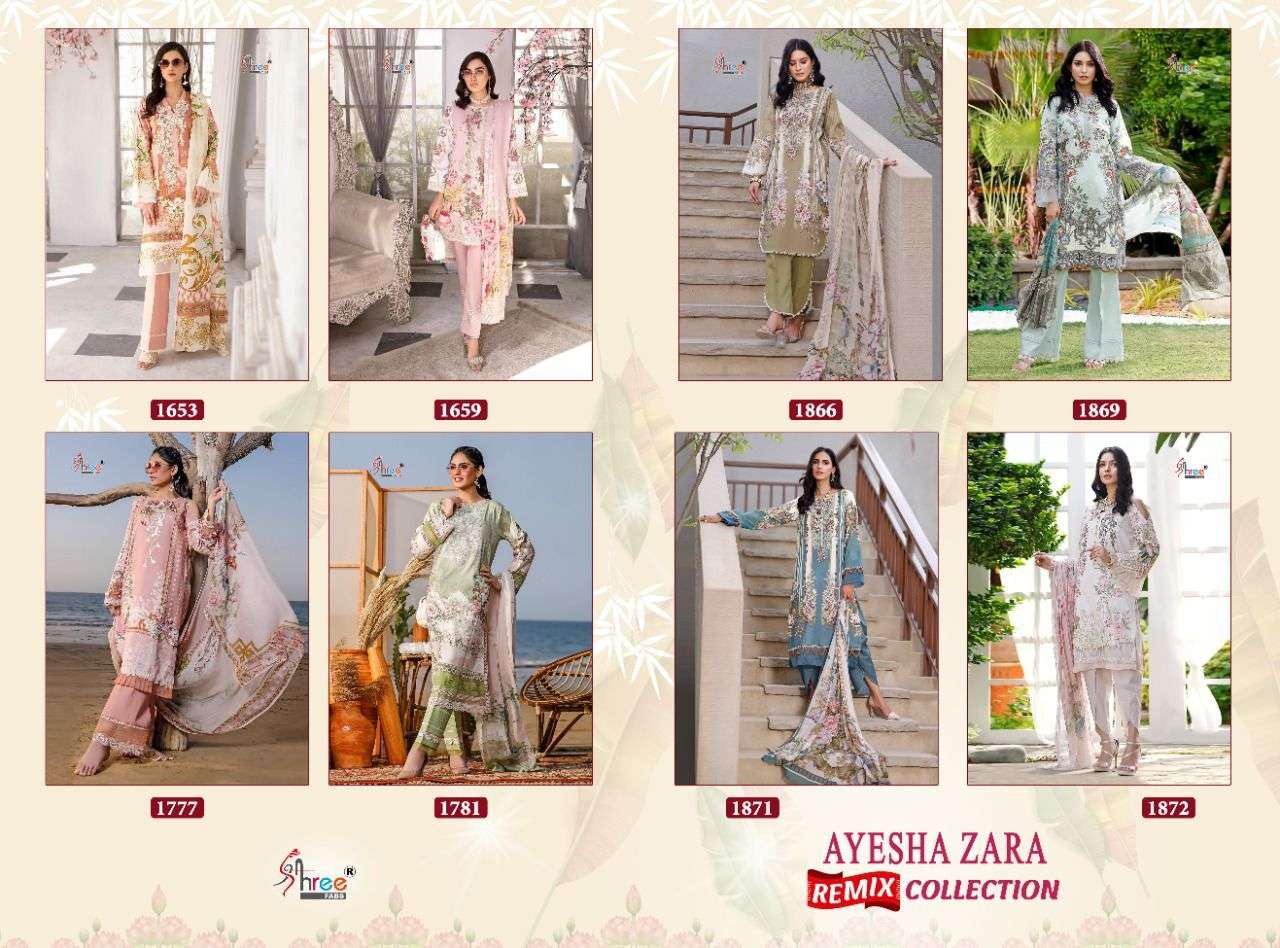 Shree Ayesha Zara Remix Collection Pure Cotton Print Pakistani Suits Catalog