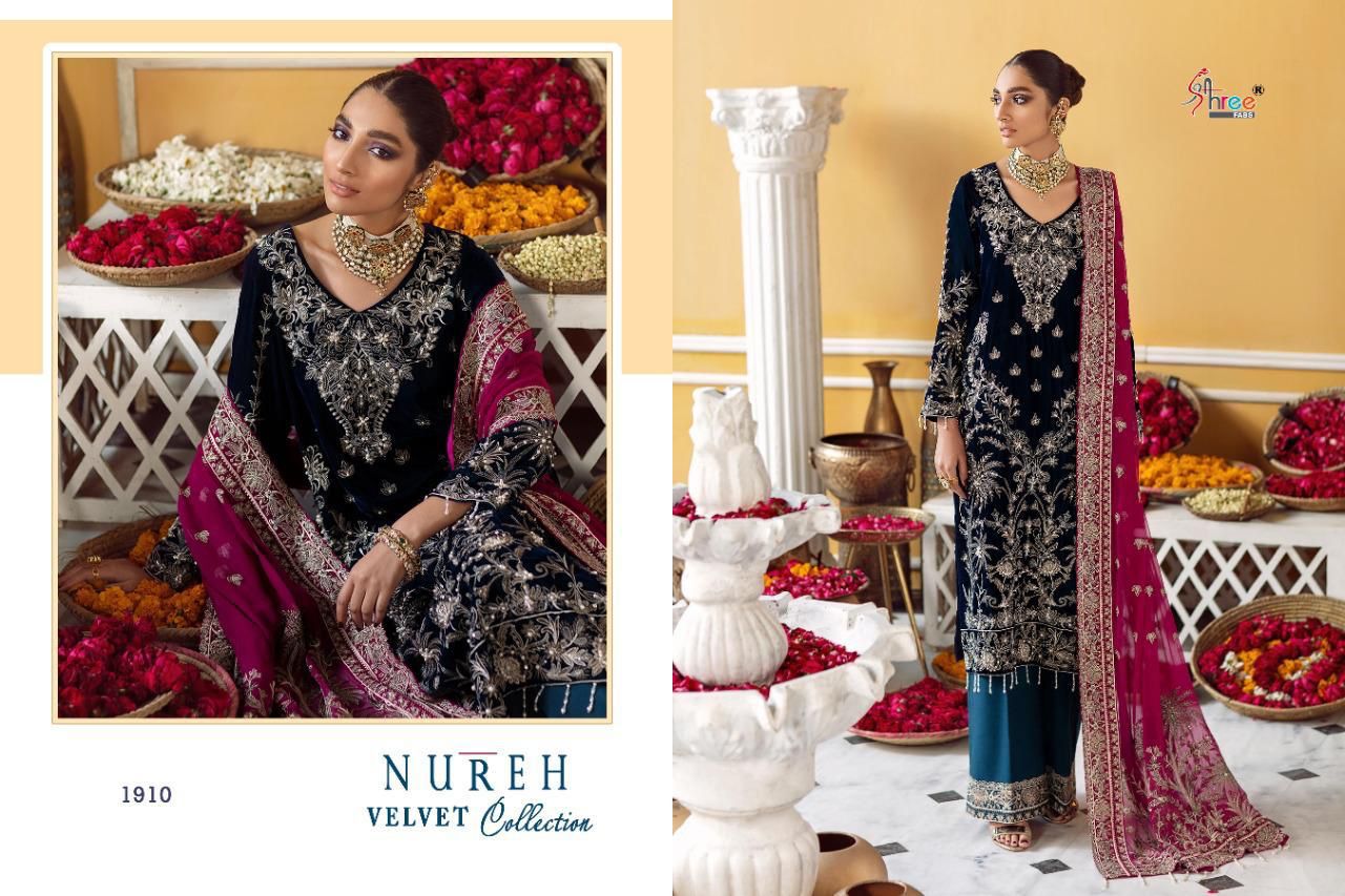 Shree Nureh Velvet With Exclusive Pashmina Catalog