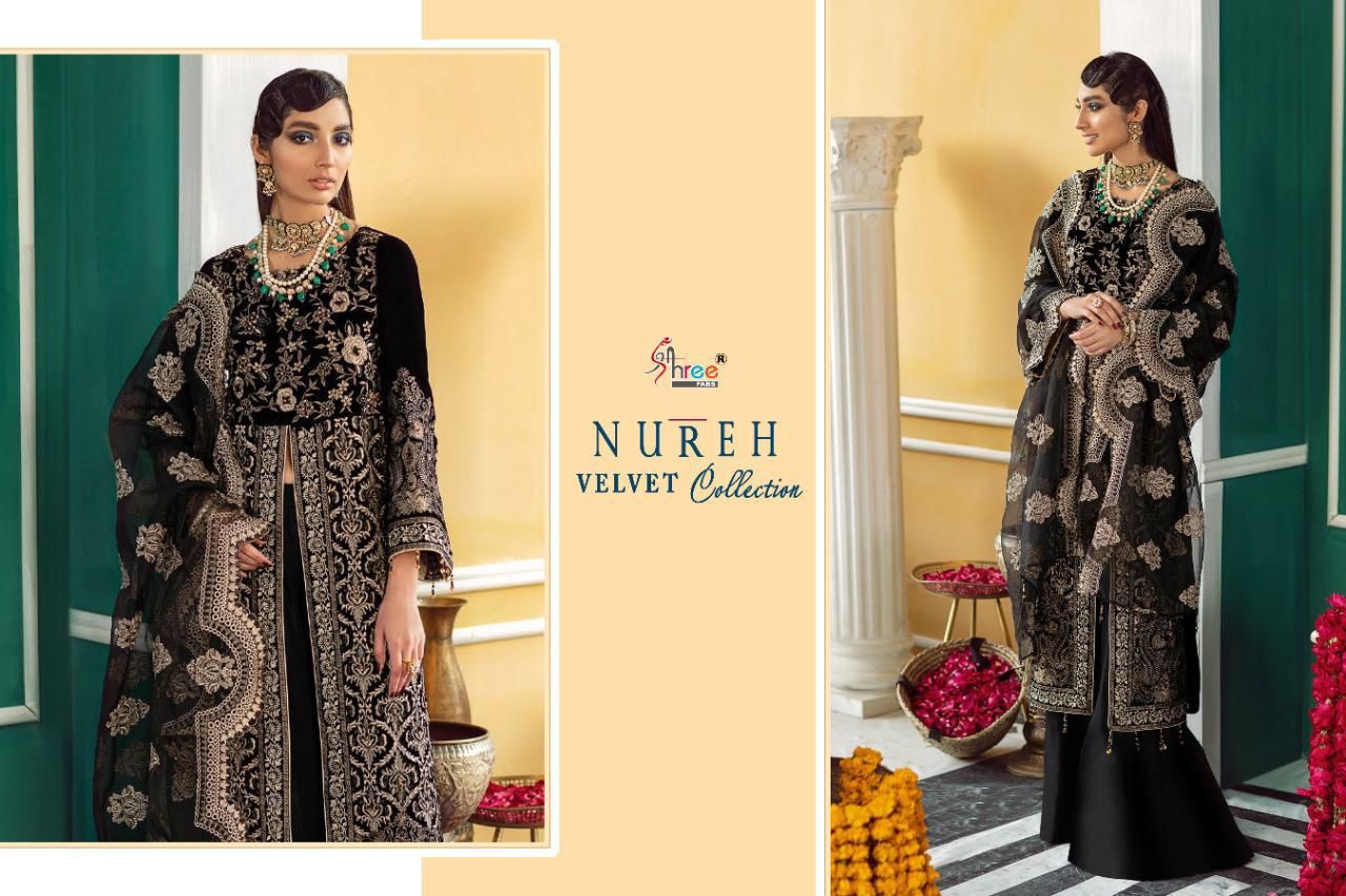 Shree Nureh Velvet With Exclusive Pashmina Catalog