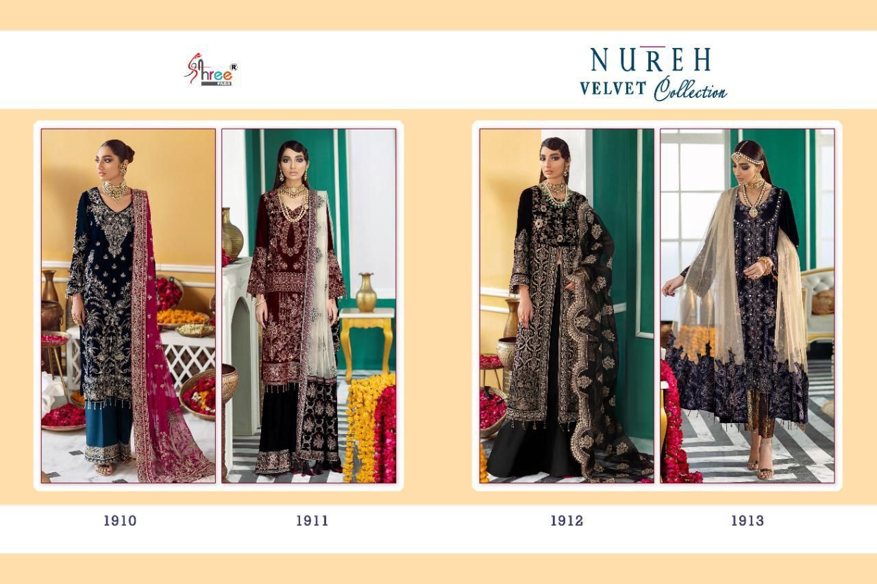 Shree Nureh Velvet With Exclusive Pashmina Catalog