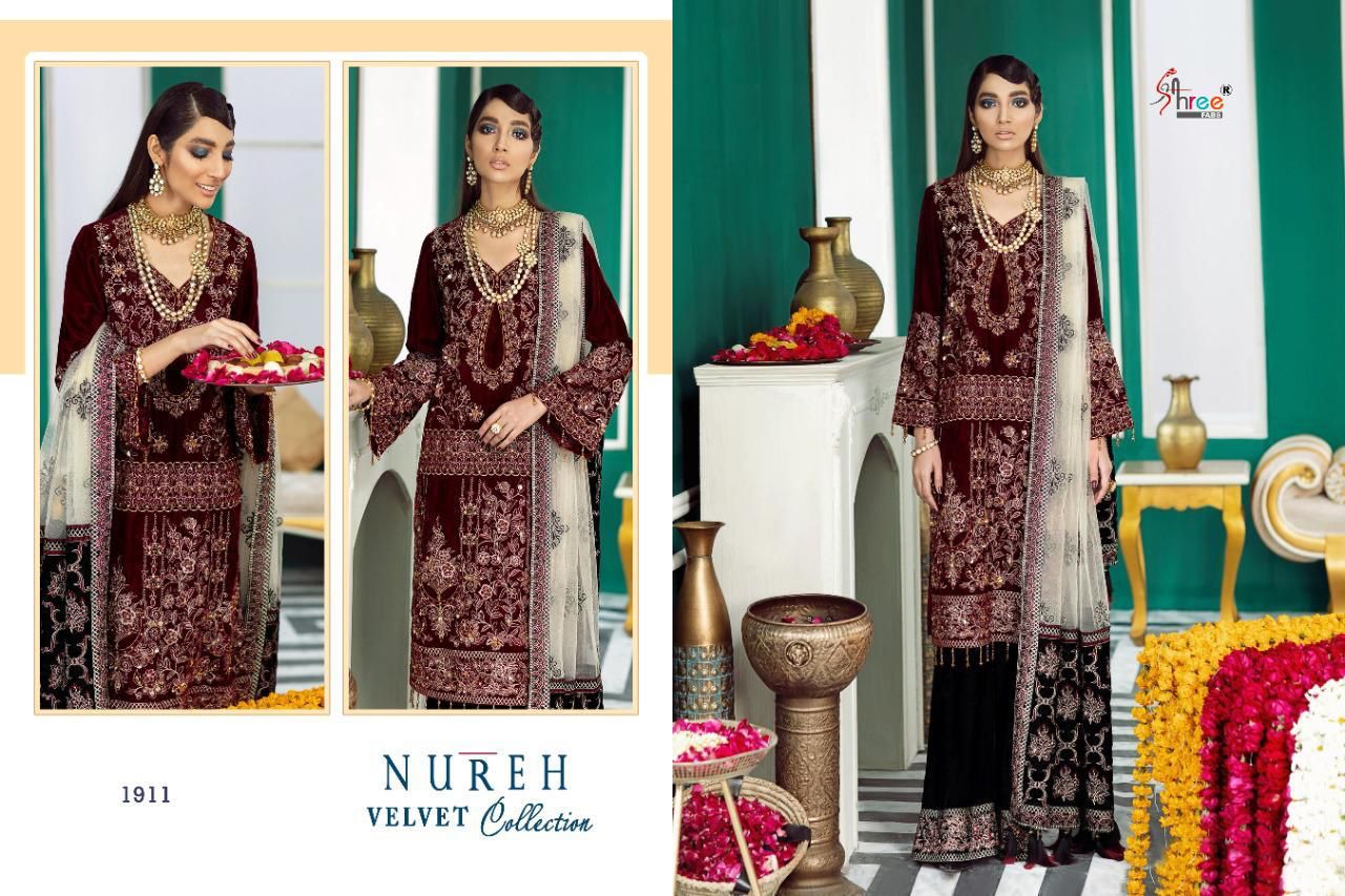 Shree Nureh Velvet With Exclusive Pashmina Catalog
