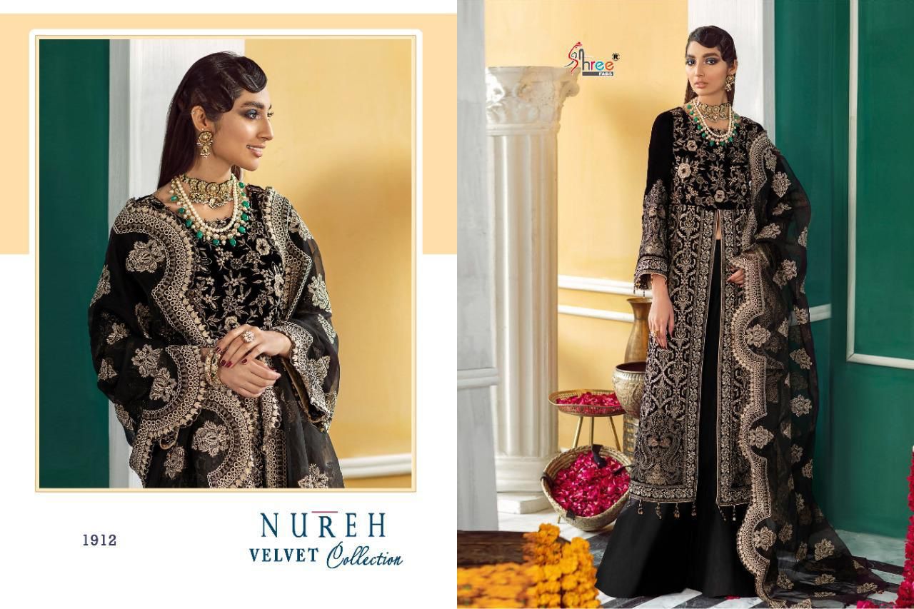 Shree Nureh Velvet With Exclusive Pashmina Catalog