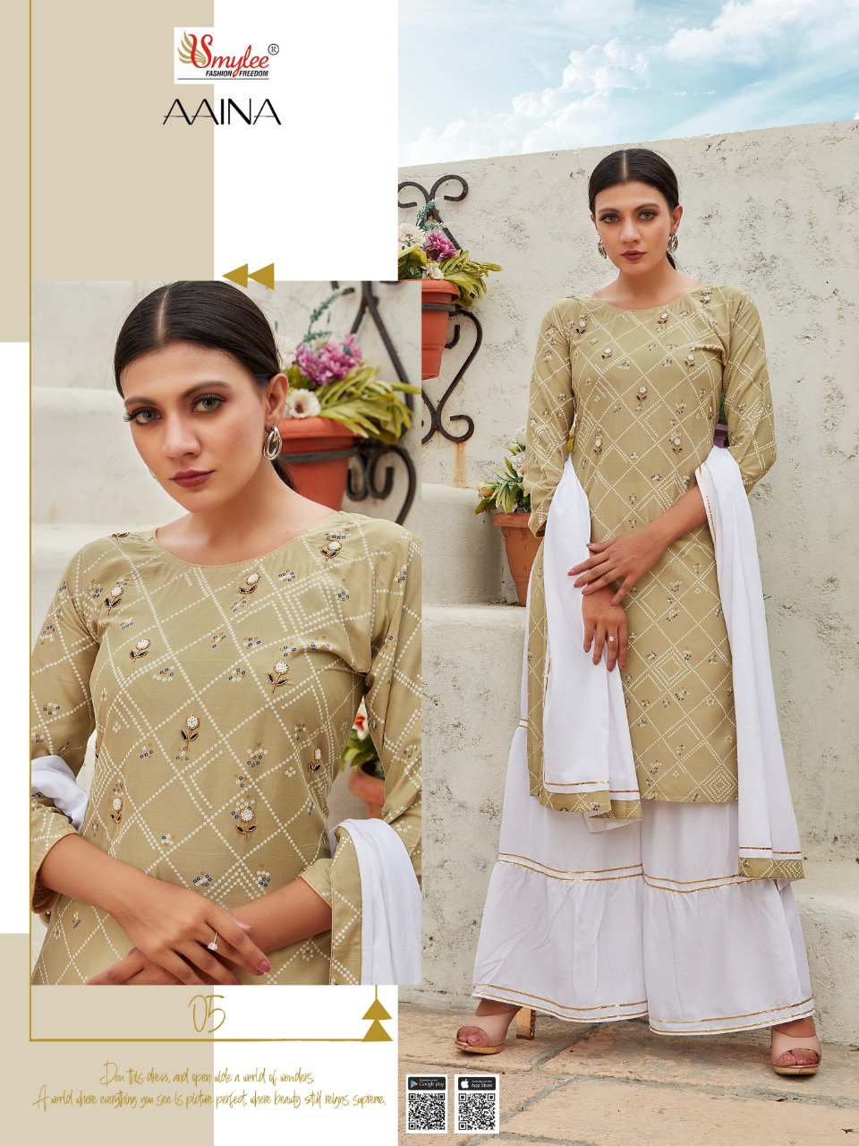 Smylee  Aaina Exclusive Designer Kurti  Bottom With Dupatta Catalog