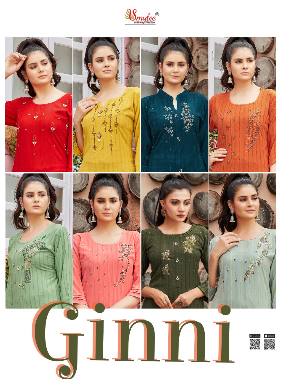 Smylee Ginni  Designer Rayon Kurti With Fancy  Hand Work Casual Kurtis For Ladies  Collection