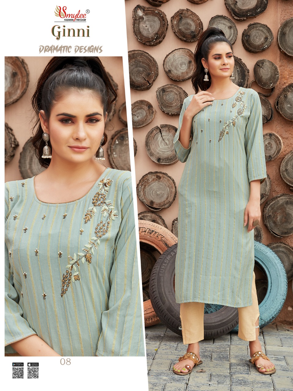 Smylee Ginni  Designer Rayon Kurti With Fancy  Hand Work Casual Kurtis For Ladies  Collection