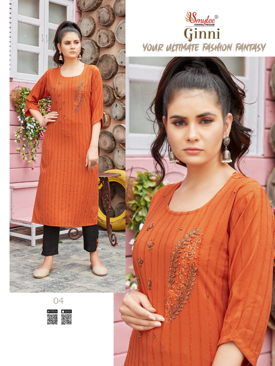 Smylee Ginni  Designer Rayon Kurti With Fancy  Hand Work Casual Kurtis For Ladies  Collection