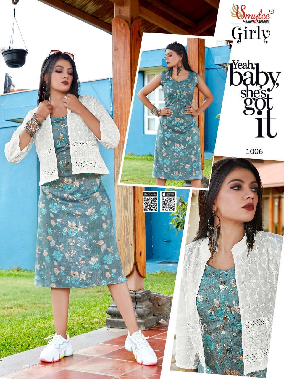 Smylee Girly Designer Rayon Kurti With Jacket Kurti Catalog