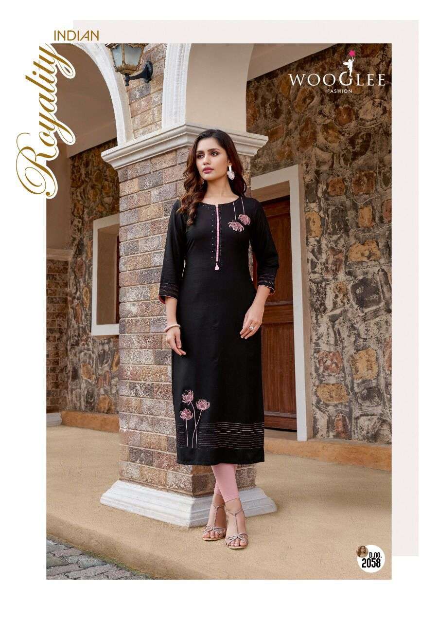 Wooglee Barbella Vol 8 Rayon With Embroidery Wholesale Kurtis Catalog