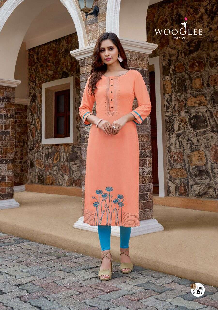 Wooglee Barbella Vol 8 Rayon With Embroidery Wholesale Kurtis Catalog