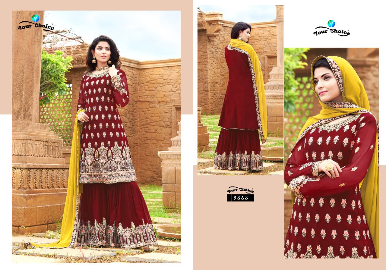 Your Choice Sagga Long Peplum With Garara Embroidery Worked Catalog