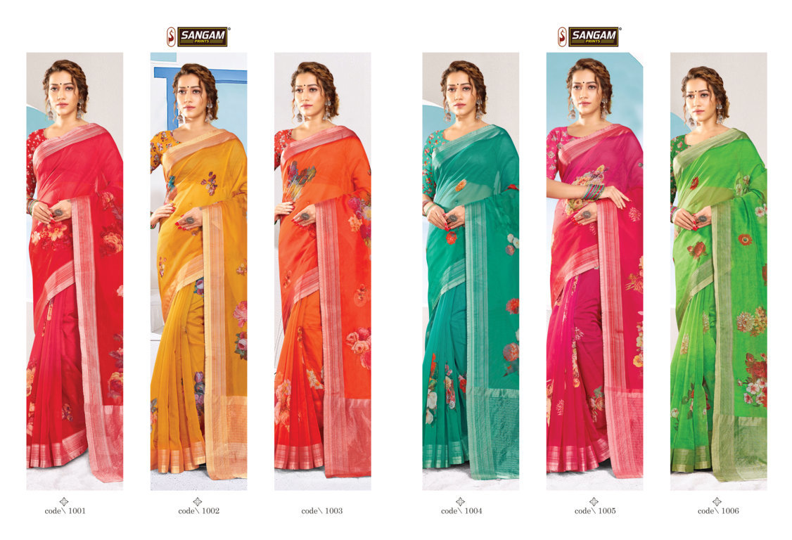 Sangam Aaina Organza Digital Printed Sarees