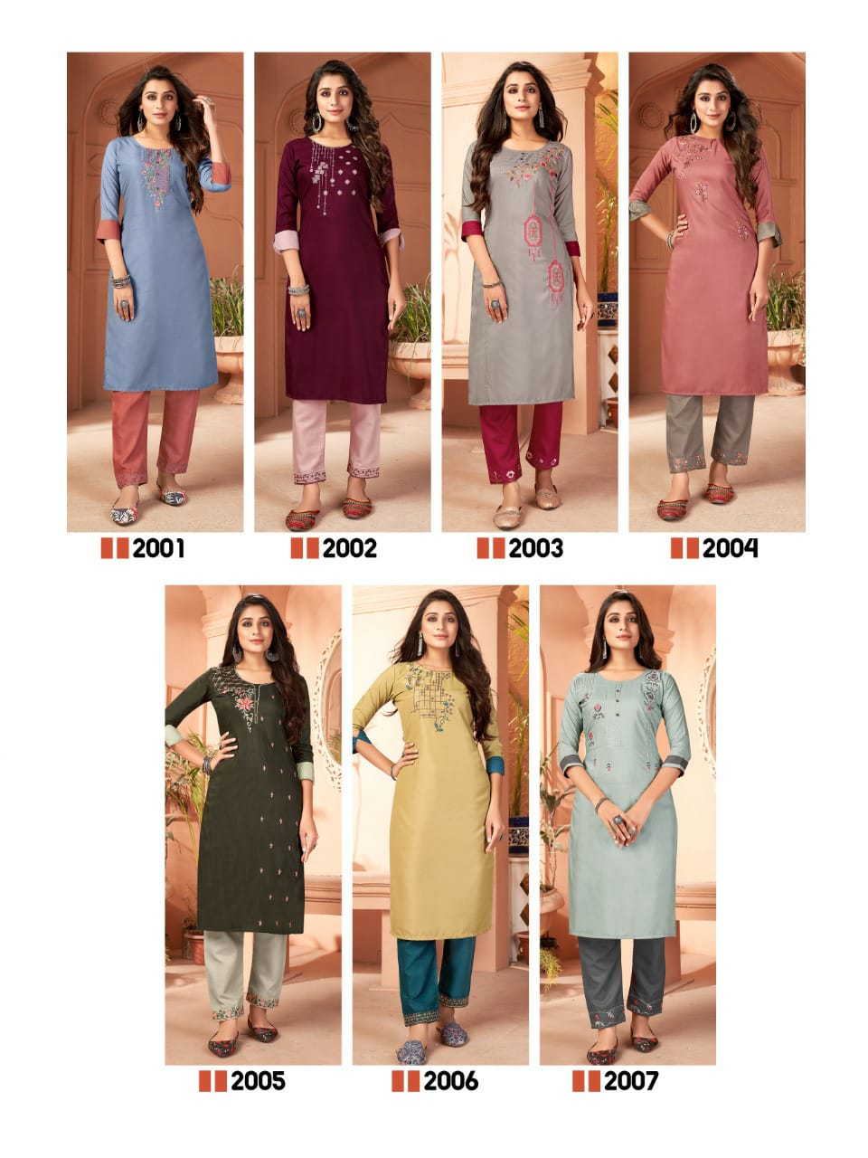 Fiesta Rangrani Designer Silk Embroidery Kurti With Bottom Catalog