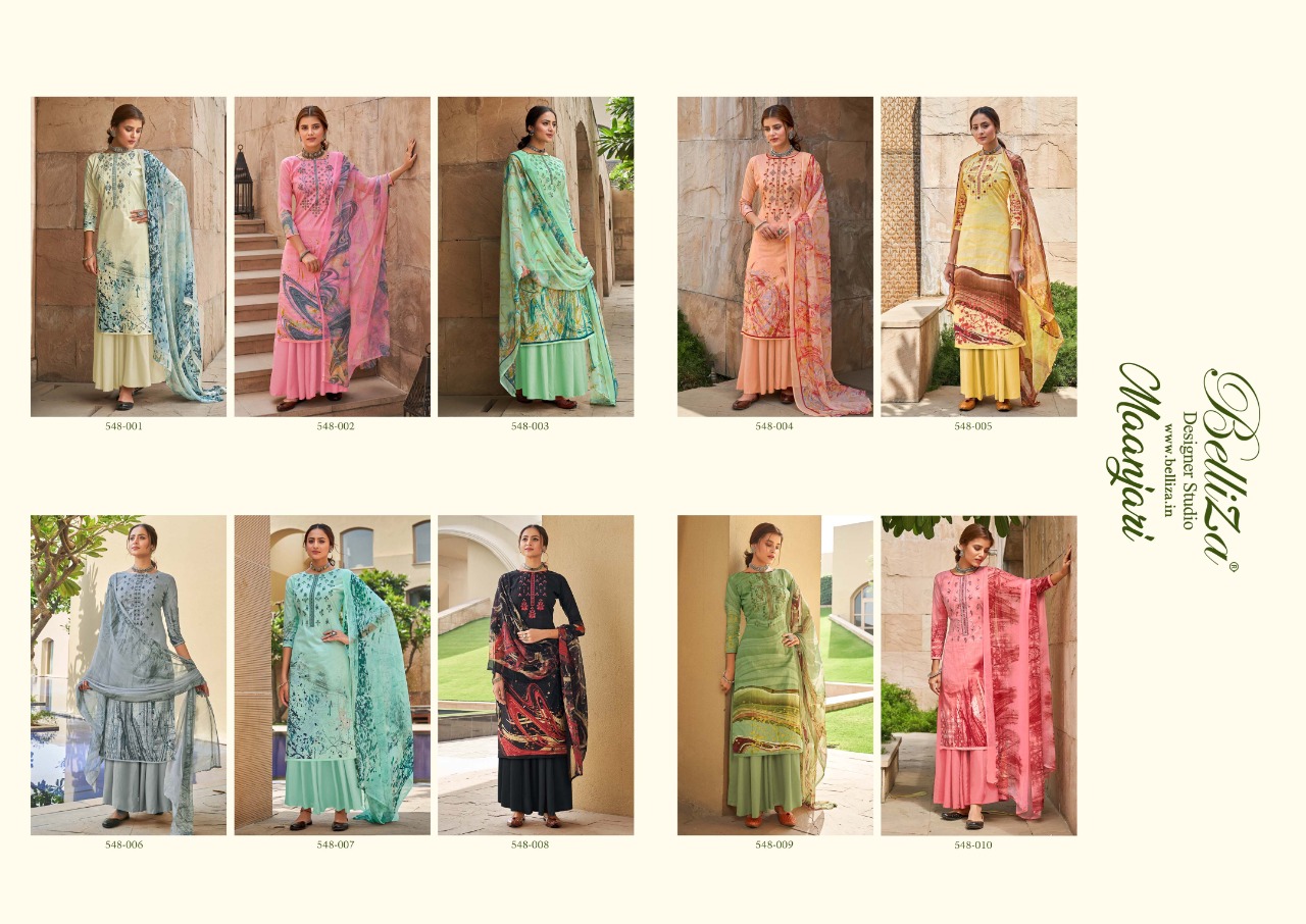 Belliza Maanjari Premium Designer Embroidered Pure Cotton Printed Catalog