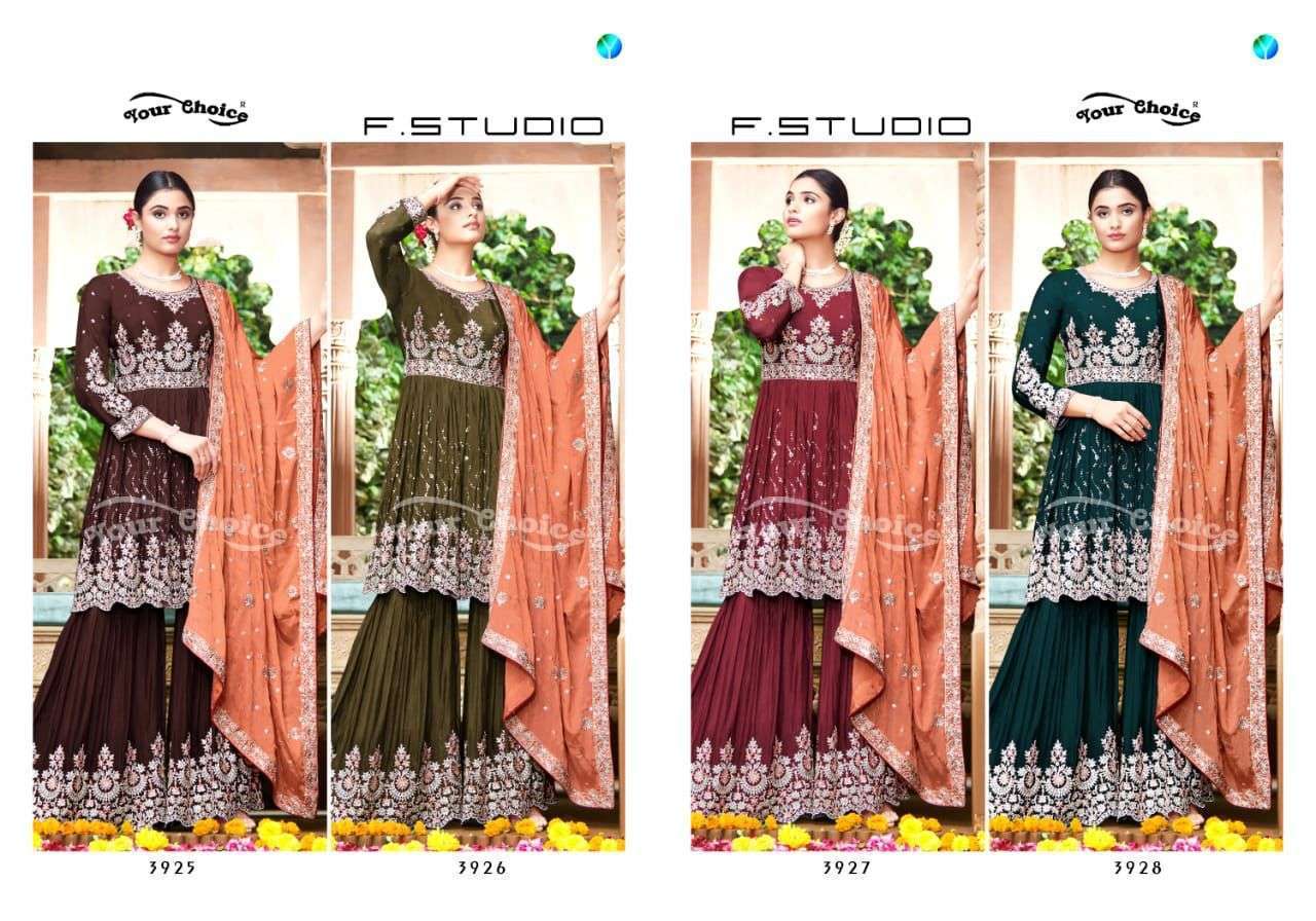 Your Choice F Studio Chinon With Embroidery Work Salwar Kameez Catalog