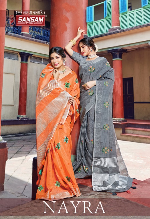 Sangam Presents Nayra Linen Embroidery Sarees