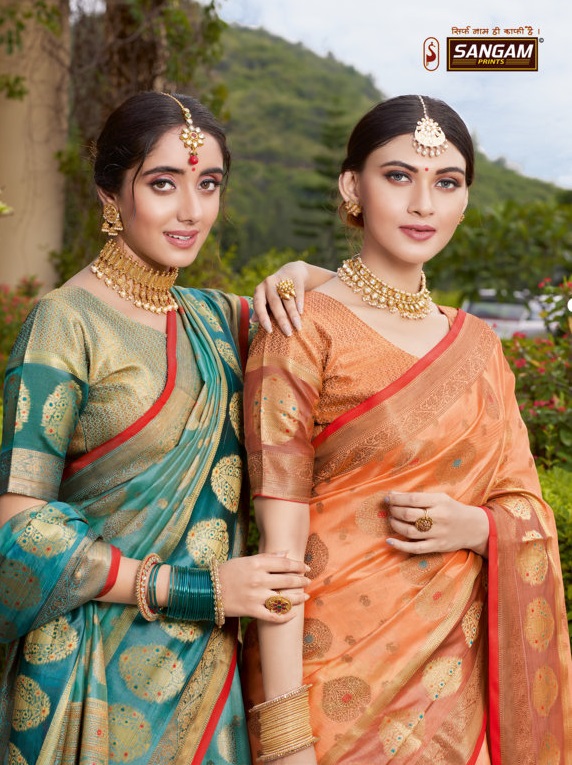 Sangam Presents Bhavika Organza Rich Pallu Sarees