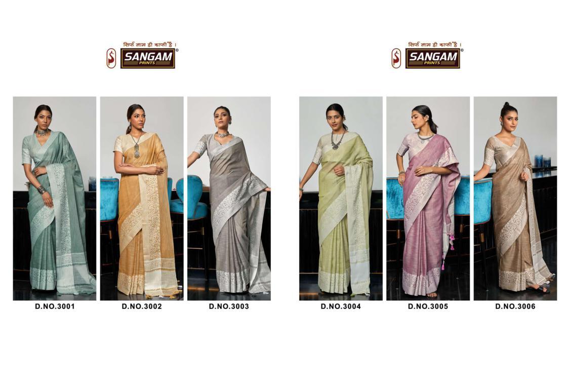 Sangam Presents Glory Linen Thread Work Saree Collection