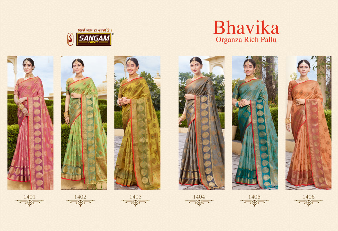 Sangam Presents Bhavika Organza Rich Pallu Sarees
