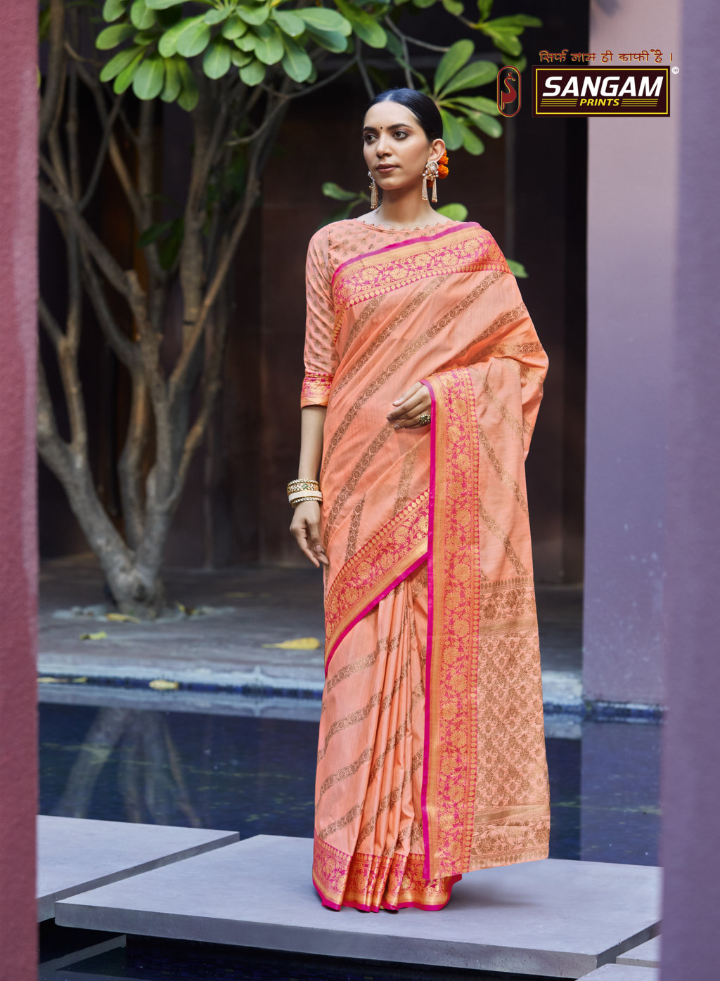 Sangam Presents Metallic Silk Designer Soft Silk Sarees