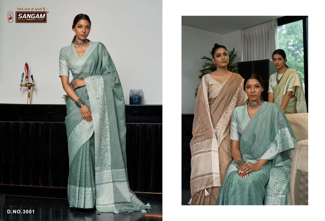 Sangam Presents Glory Linen Thread Work Saree Collection