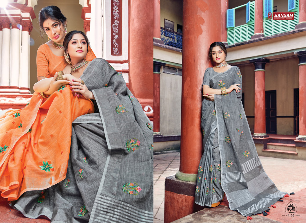 Sangam Presents Nayra Linen Embroidery Sarees