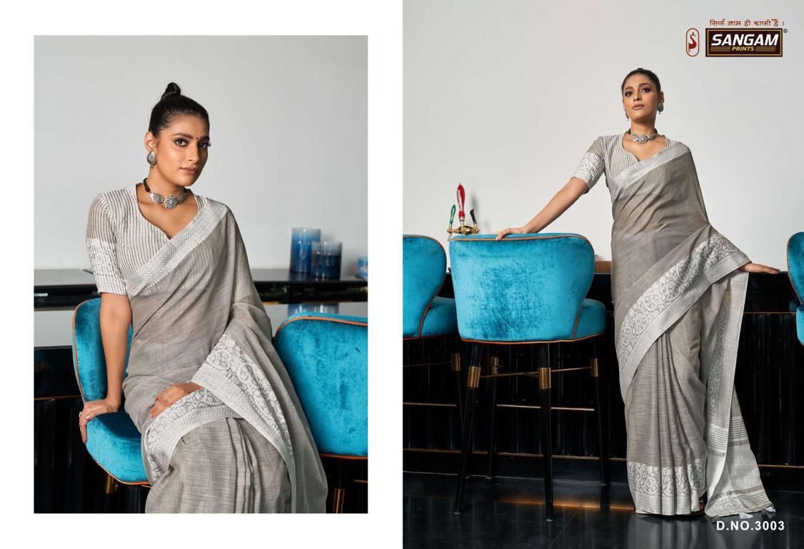 Sangam Presents Glory Linen Thread Work Saree Collection