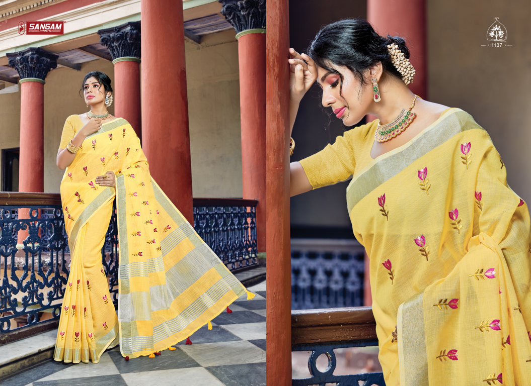 Sangam Presents Nayra Linen Embroidery Sarees