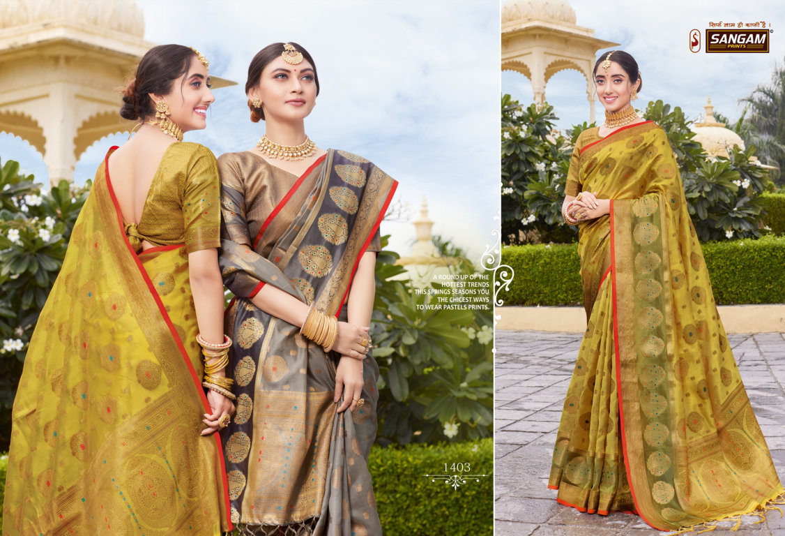 Sangam Presents Bhavika Organza Rich Pallu Sarees