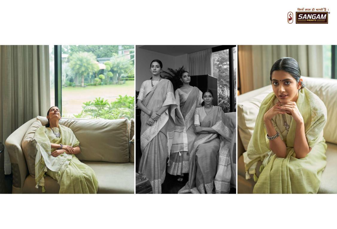 Sangam Presents Glory Linen Thread Work Saree Collection