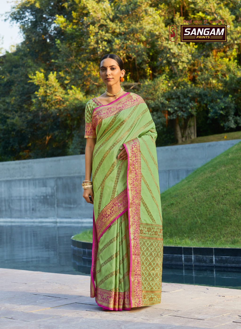 Sangam Presents Metallic Silk Designer Soft Silk Sarees